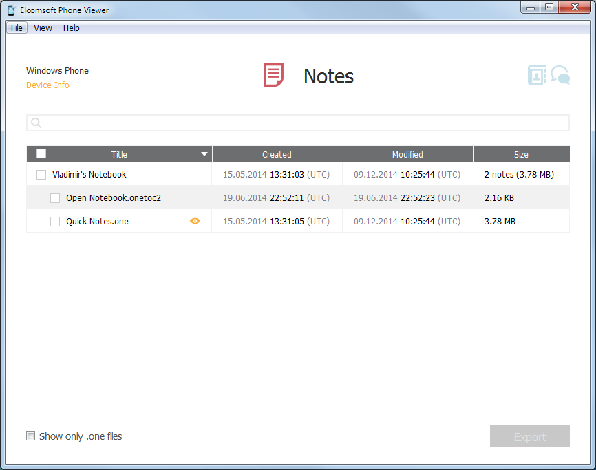 Elcomsoft Phone Viewer: Notes